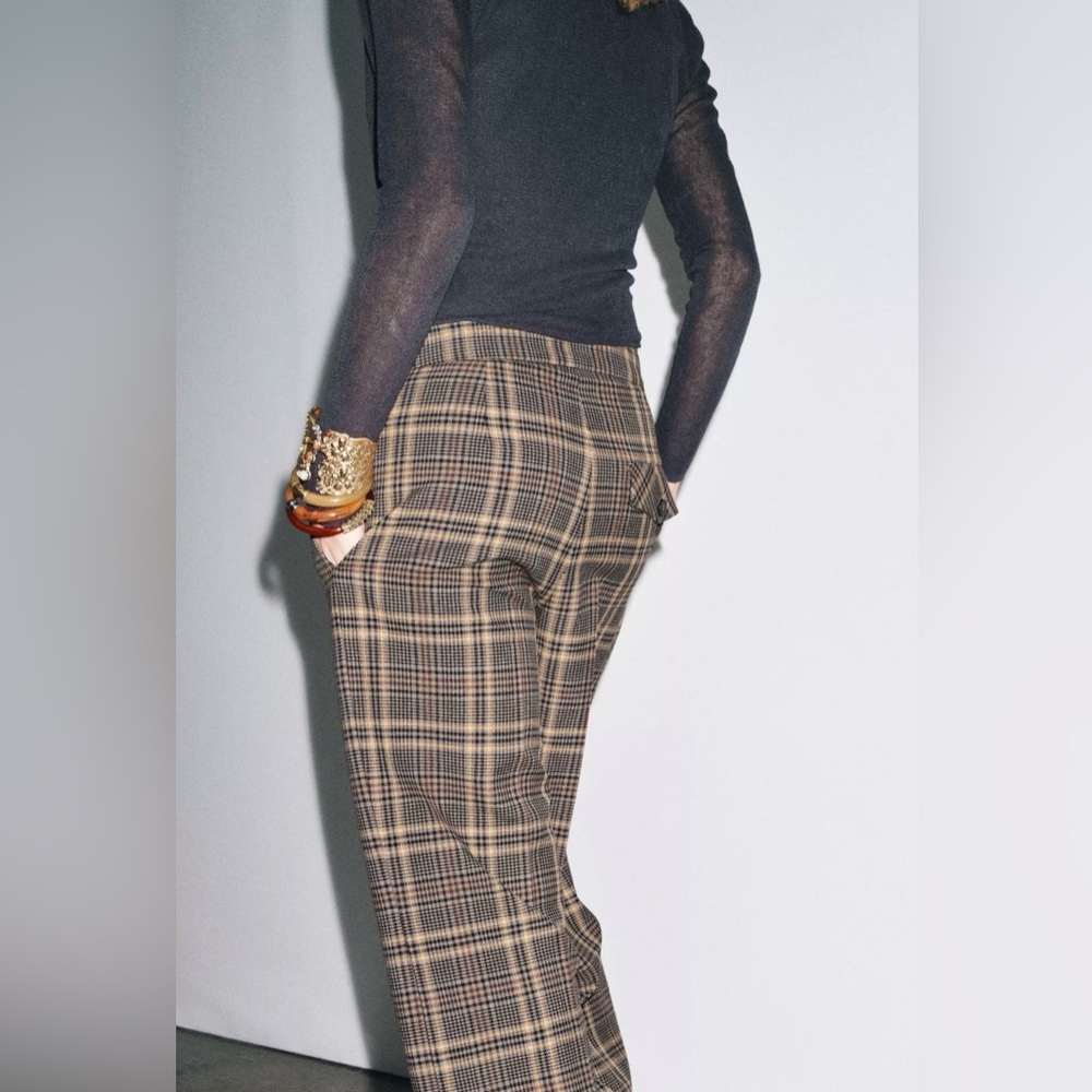 Zara Woman ZW Collection Plaid Ankle Pants - Picture 2 of 6